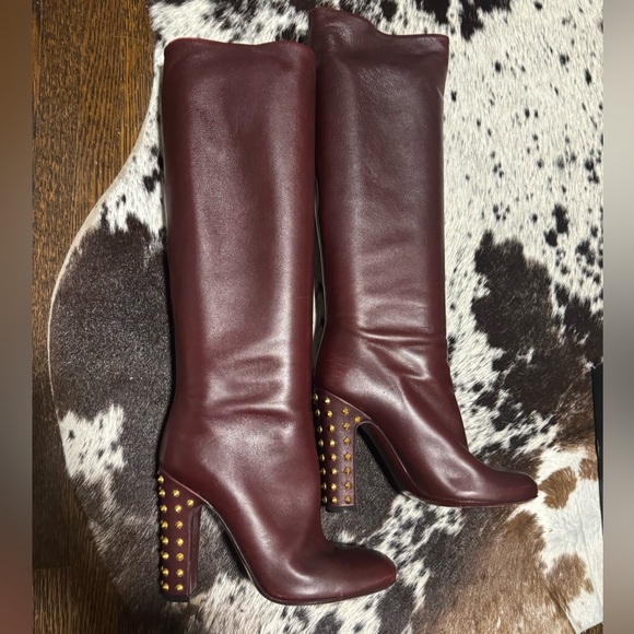 Gucci Women's Leather Knee High Studded Jacquelyne Boots - Picture 6 of 11